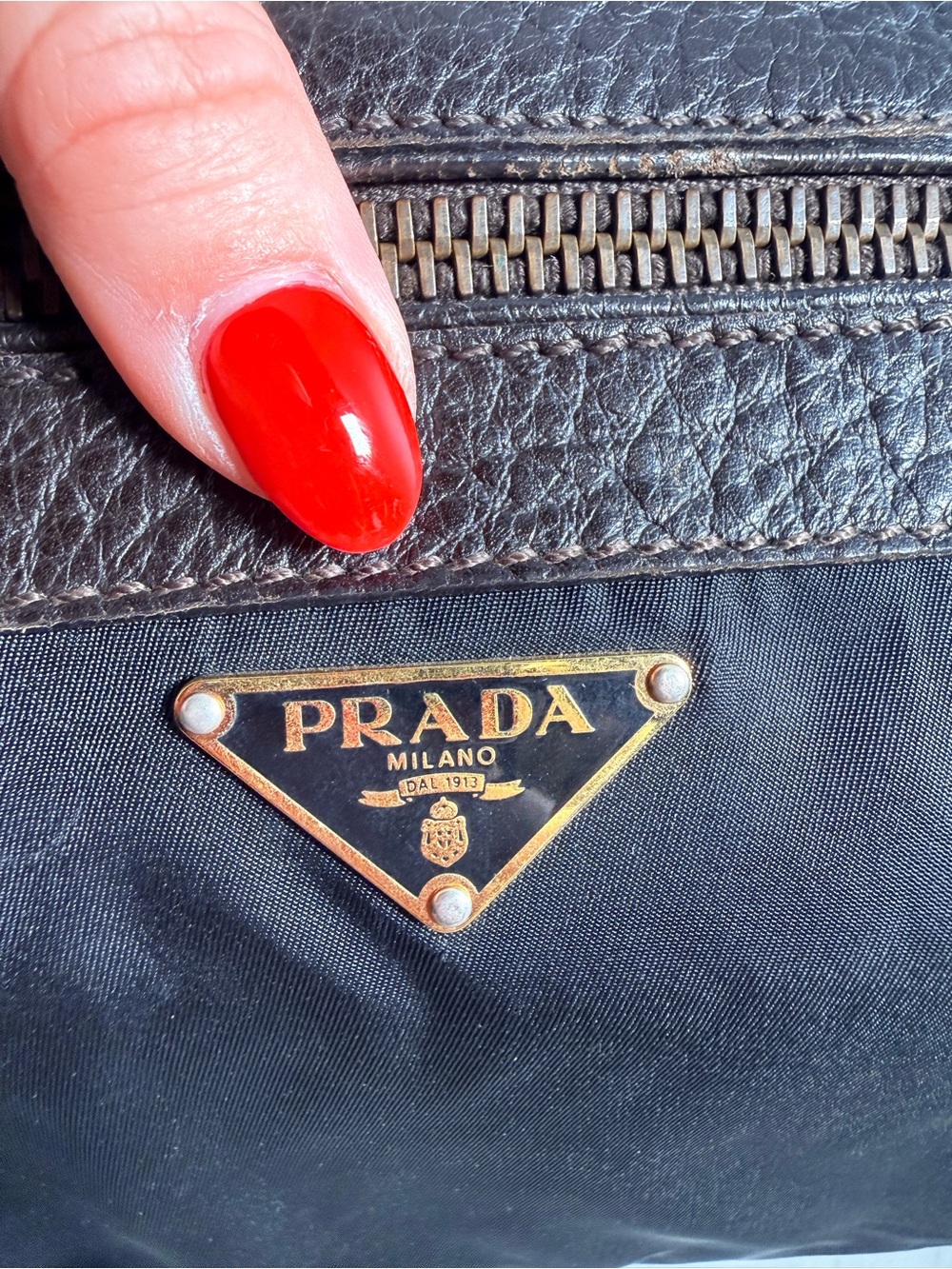 Prada Black Nylon and Brown Leather Shoulder Bag - Picture 4 of 11